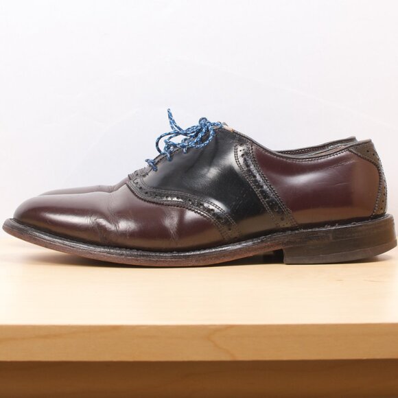 Allen Edmonds Men's Shoe 11D 🇺🇸 Shelton Saddle Balmoral Black Oxblood GUC - Picture 2 of 8